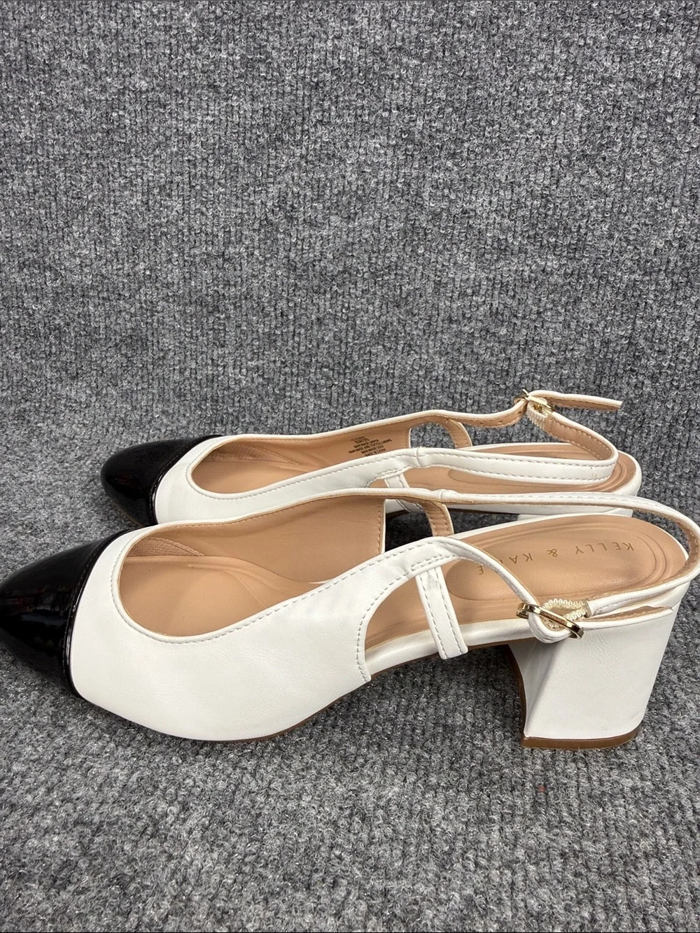 Kelly & Katie Two-Tone Slingback Pumps in White and Black Size 8M
